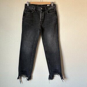 Free People We The Free Womens Jeans Chewed Up Size 25 Mid Rise Straight Black